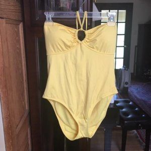 Yellow One Piece Halter Top Swimsuit